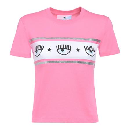 Chiara Ferragni Collection T-Shirt 600 Maxilogomania Jersey 160 CO , Roze , Dames , Maat: L