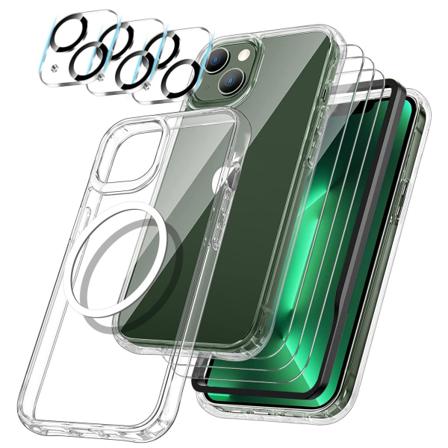 Iphone 14 Plus [9-pack] 6x Härdat Glas + 1x Silkon Skal Tpu + Ra Transparent Iphone 14 Plus (6.7)