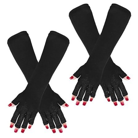 2 par Anti-UV Långa Handskar, Gel Manikyr Handskar, Professionella Skydd Fingerlösa Handskar För Manikyr Utomhus, Nagelkonst Hudvård UV-Skyddshandskar