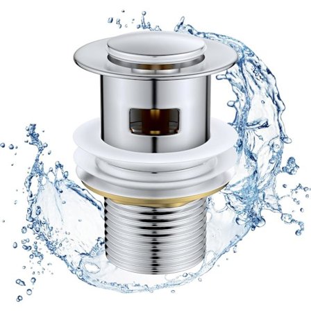 Diskpropp med överlopp, mässingspropp, avloppsplugg för diskho, propp för diskbänken i badrummet, rostfri propp för diskho Litet lock