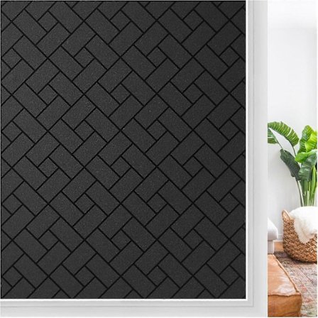 Uigennemsigtig vinduesfilm, frostet glasfilm til privatliv, lysblokerende vinduesafdækning, sorte vinduesmærkater, 44,5 x 200 cm (LGL)