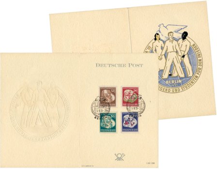 DDR 1951 - MICHEL 289-292 - Officiel foldet kort - Stemplet