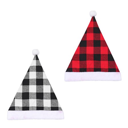 2st tartan adultes chapeaux de Noël, chapeaux adultes décoratifs de Noël, chapeaux de Noël haut de gamme