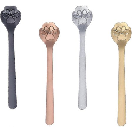 4 stk. kaffeskjeer med katteklo, rustfrie stålskjeer og kaffeskjeer for te, melk, kaffe ULU