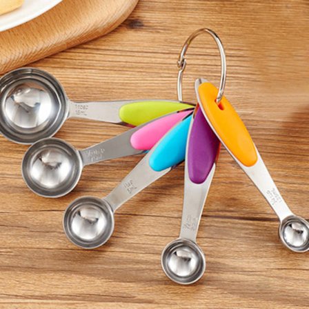 Måleskje sett med 5 rustfritt stål metall målekopp skje