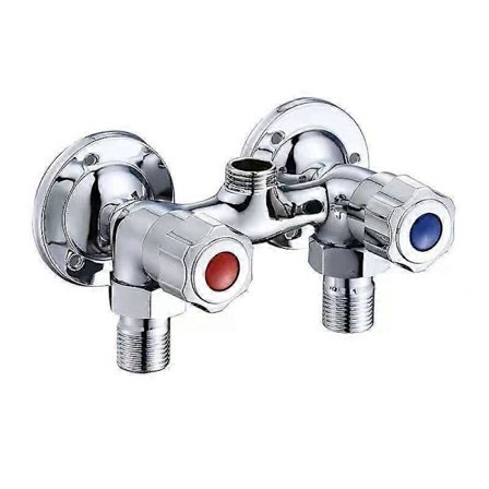 Vægmonteret messingarmatur til badeværelse til varmt og koldt vand med kromkontrol