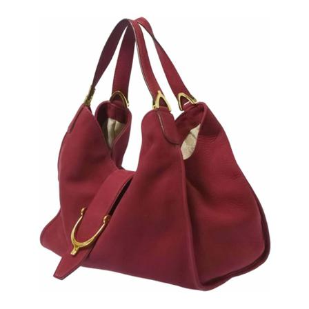 Gucci Vintage Pre-owned Soft Stirrup Nubuck Leather Tote Taske Rød, Dame Vintage Tasker, Størrelse: ONE Size