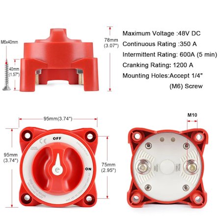 Kraftig 2 3 4-posisjons AFD Batteri Koblingsbryter 12V Bryterisolator Batterikretskutter for Bobil RV Lastebil Båt Campingvogn