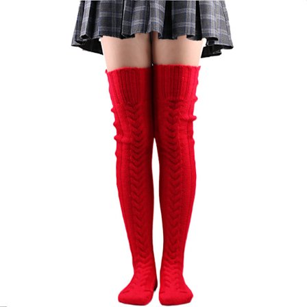 Lårhøje Strømper Varme Over Knæ Ekstra Lange Strikkede Strømper Efterår Vinter Uld Fodvarmere Strømper Til Kvinder Piger Rød Red_jar