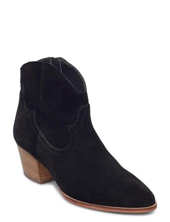 Booties - Block Heel - With Elas Black ANGULUS