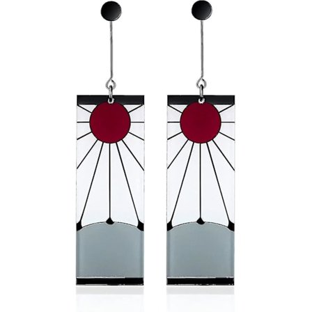 925 Sterling Sølv Tanjiro Øreringe, Anime Demon Slayer Cosplay Tanjiro Sorte Øreringe Øreklips Kimetsu No Yaiba Hanafuda Halloween Til Mænd Kvinder 