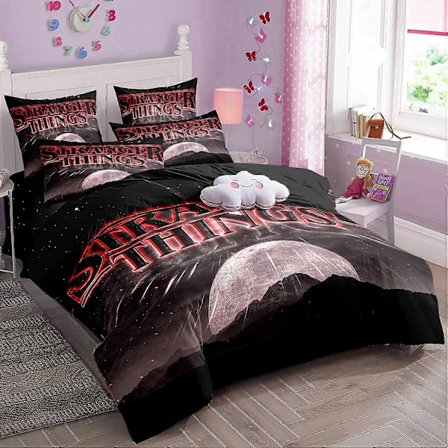 Yt413 Stranger Things sengetøy sett i tre deler 3D-printet, lett og komfortabelt dynetrekk putetrekk sengetøy CX413-Perfet