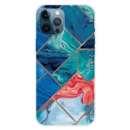 Marble iPhone 15 Pro Suojakotelo - Sininen And Oranssi Marble