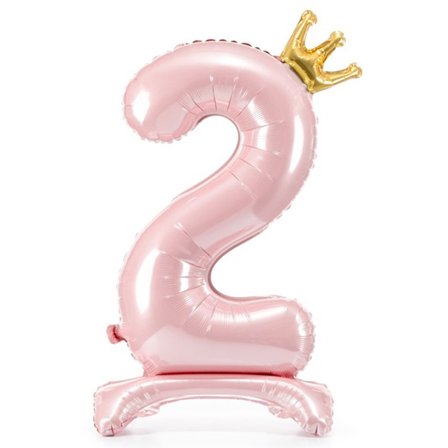 Sifferballong Stående Rosa Krona "0-9" Siffra 2