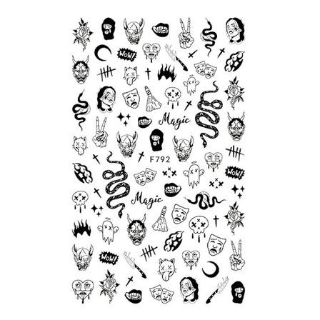 Läskiga Nagelstickers: Breda Motiv, Enkel Applicering