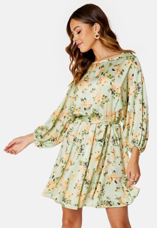 Bubbleroom Occasion Dorothy Dress Light green / Floral Klær