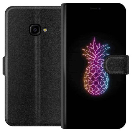 Kompatibelt Plånboksfodral till Samsung Samsung Galaxy Xcover 4 Neonillustration av ananas i färgglatt ljus mot svart bakgrund
