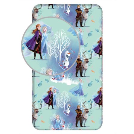 Fitted sheet 90x200 cm med Disney Frozen motiv och vita träd