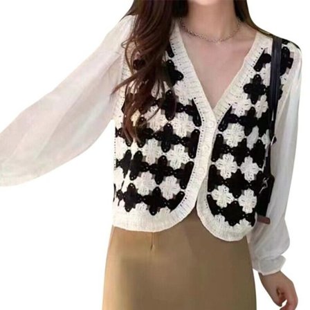 Ihålig V-ringad chiffongskjorta SVART