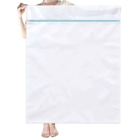 Nett klesvaskemaskin Vaskesekker 90x110cm XXL Stor Størrelse Mesh Vask Net Vaskesekk med Glidelås for Kjole Frakk Sengetøy Teppe Laken, Pakke o