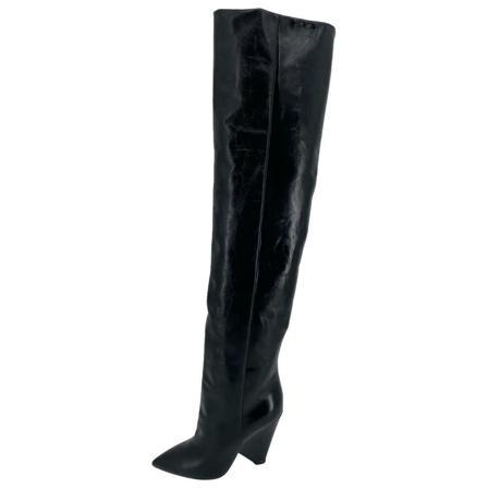 Saint Laurent, High Boots Zwart, Dames, Maat:39 EU