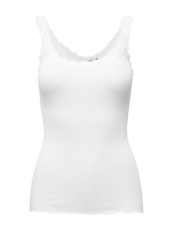 Silk Top W/ Lace Top Ærmeløs Top Hvid Rosemunde