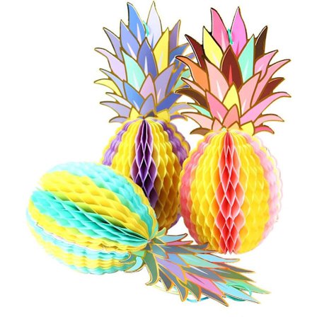 Ananas Fest Dekorationer Honeycomb Bordpynt og Hængende Dekorationer til Hawaiian Luau Tiki Strand Bryllup Tropisk Frugt Sommerfest, Mul