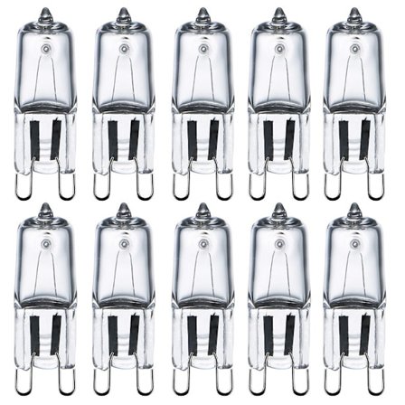 Pakke med 10, G9 40W halogen kapselpære, hvit
