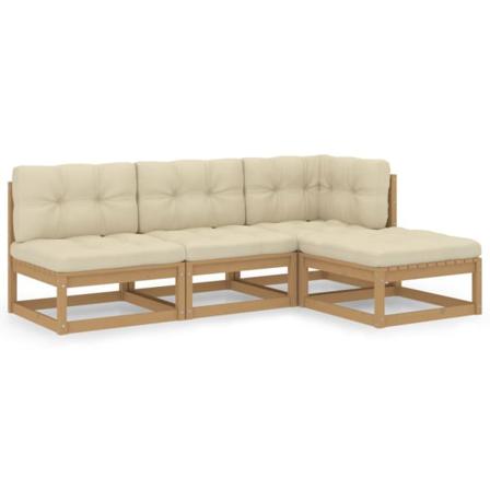 Vidaxl Loungegrupp Med Dynor 4 Delar Massiv Furu Brun