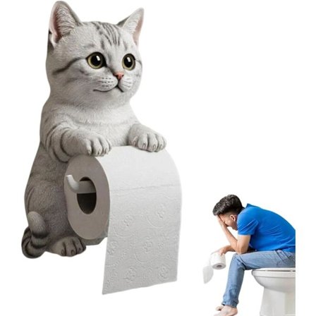 Sød Kat Toiletrulleholder - Bedårende Vægmonteret Badeværelsestissue Dispenser med Kattedesign til Boligindretning