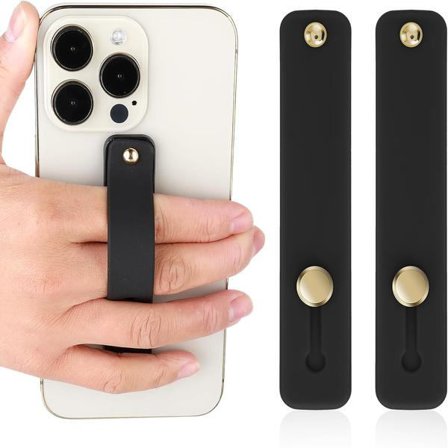 2 ST Telefonrem Mobiltelefongreb, Telefonløkke Fingerholder Silikonestativ Telefonrem Greb til de fleste smartphones (Sort) Sort
