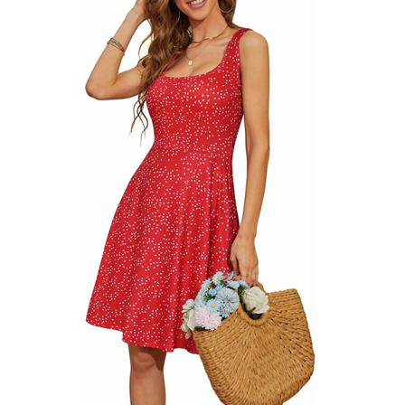 Ärmlösa Print Midi-klänning Med Blommönster