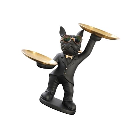 Fransk Bulldog Butler Staty Resin Hund Butler Med Bricka För Vardagsrummet