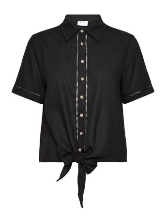 Vilinda S/S Knot Shirt/R Black Vila