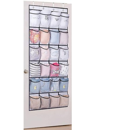 24 Hengende Oppbevaringsposer Bak Døren (Hvit), 24 Lommer Laget av Høykvalitets Finmasket Stoff, Hengende Poser