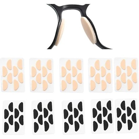 40 par brille-neseputer, mykt skum, D-form, sklisikre neseputer, selvklebende brilleerstatninger