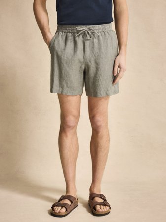 John Henric Men's Green Relaxed Fit Shorts Linen Size L