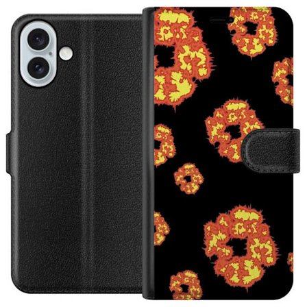 Apple iPhone 16 Plus Lompakkokotelo Denim Tears -vibe modernilla katutyyli-esteettisellä ilmeellä ja kukka-motiiveilla, jotka luovat vahvan, trendik