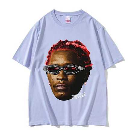 Rapper Young Thug Thugger Rød Vintage Grafisk T-skjorte Menn Kvinner Hip Hop Street Tee