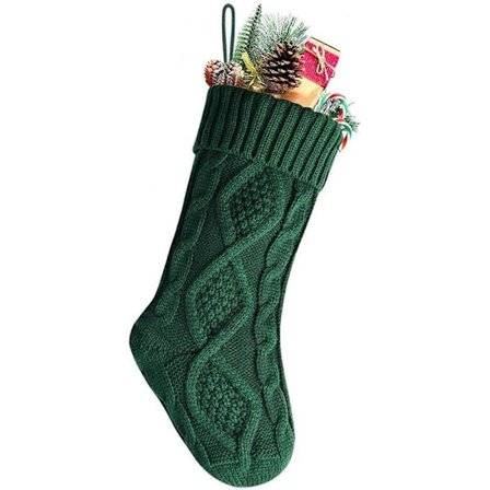 Jule-Strømper Kabelstrikket Strømpe Unik Burgunder Strikket Stor Størrelse Personlig Gavepose til Juleristpynt