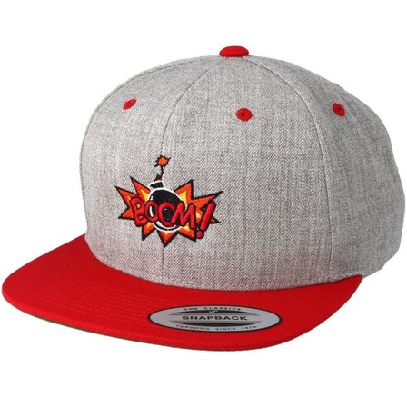 BOOM - Grå snapback Keps - Boom Logo Grey/Red Snapback @ Hatstore