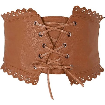 Kvinners elastiske bredbåndsomslag vintage høy midje blonder opp PU skinnkorsett snøring maske