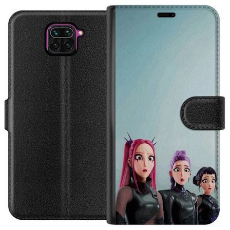 Yhteensopiva Lompakkokotelo Xiaomi Xiaomi Redmi Note 9 Kolme animoitua naista, joilla on värikäs tukka futuristisessa tyylissä ja yllättyneet ilme