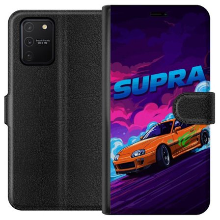 Kompatibel Tegnebogsetui til Samsung Galaxy S10 Lite Toyota Supra i drift med neonfarvet røg, fartfornemmelse og natlig street racing-miljø