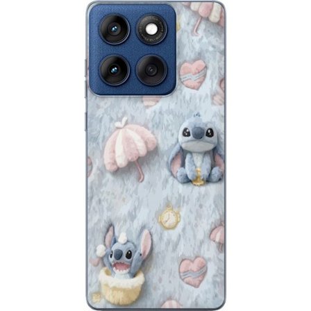 Yhteensopiva Puhelinkuori Motorola Edge 60 Pisto kuvioita sydämillä, sateenvarjoilla ja pastellin värisellä pehmeällä taustalla