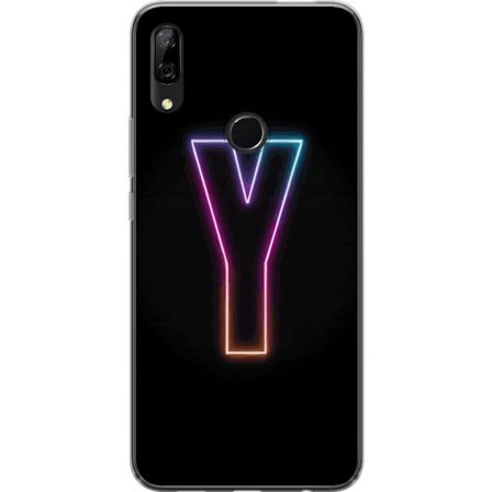 Yhteensopiva Puhelinkuori Huawei Huawei P Smart Z Minimalistinen neonkirjain Y värinvaihtuvassa valossa mustaa taustaa vasten