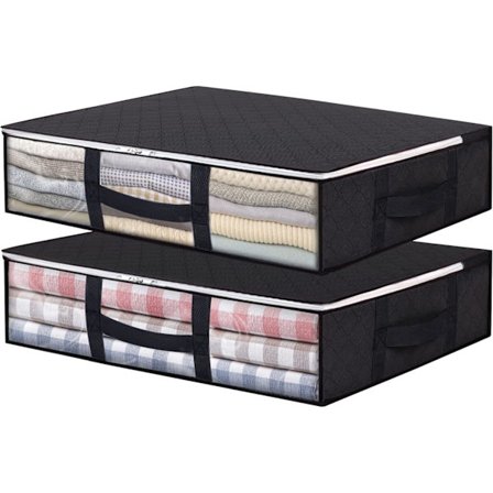 Hot tilbud til lav pris! 2-pak 40L Sammenfoldelige opbevaringsposer med gennemsigtigt vindue og forstærkning - Glad