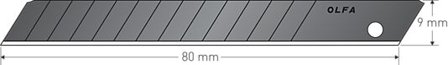 OLFA OLFA KNIVBLAD ABB10B SORT STD A10 AVBREKK F/STANDARD KNIV