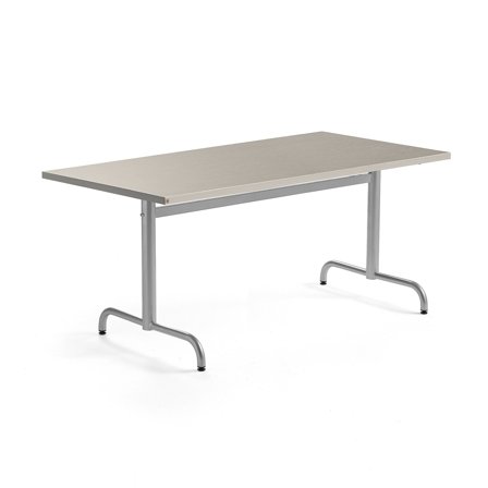Tisch PLURAL, 1400x800x720 mm, Linoleum-Platte, grau, silber