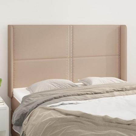 Vidaxl Huvudgavel Med Kanter Cappuccino 147x16x118/128 Cm Konstl Brun